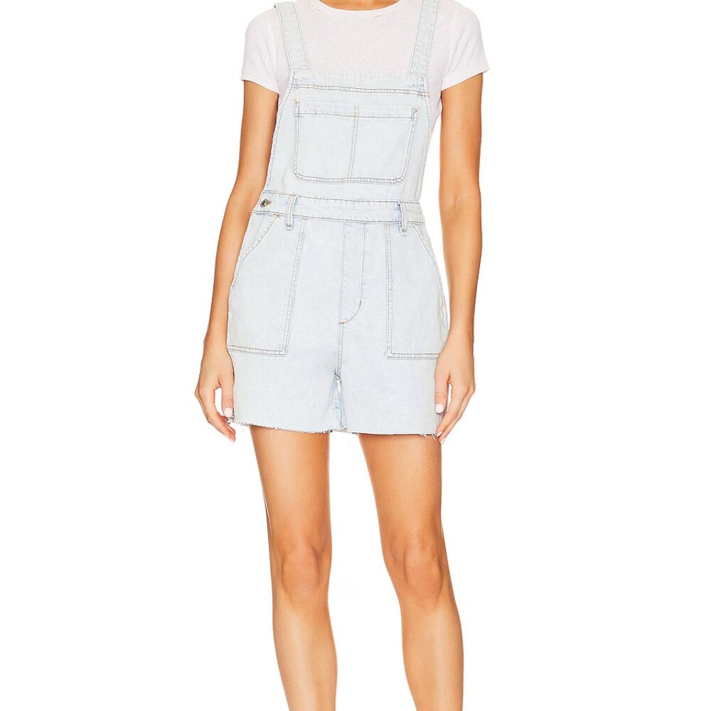 WeWoreWhat Slit Indigo Overall Short, Super Light Wash - NWT, Size S